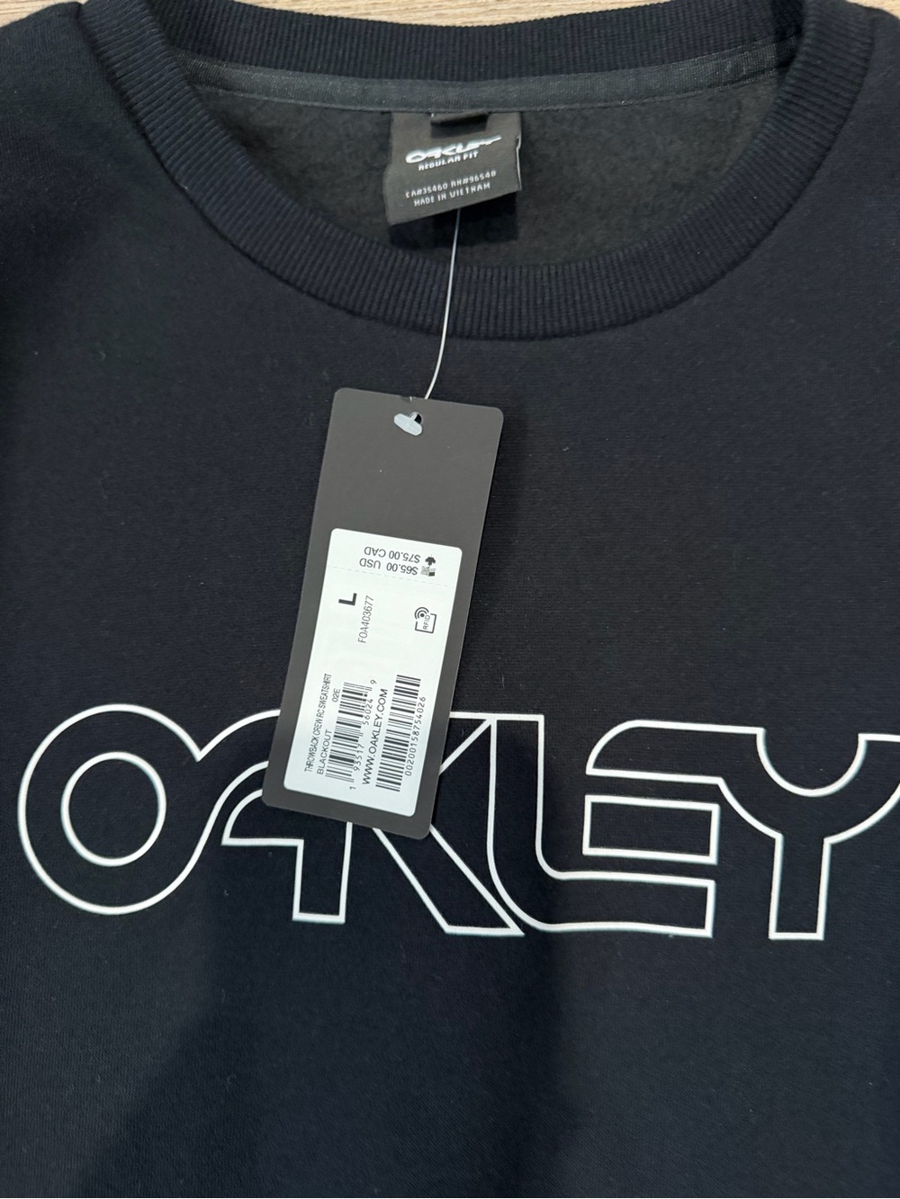 Oakley Black and Purple Colorblock Crewneck Sweatshirt